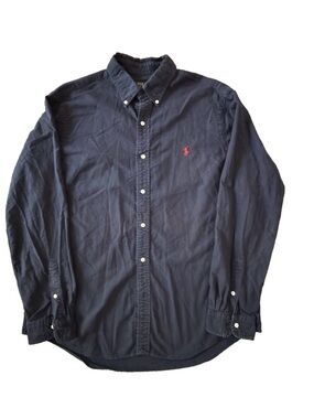 Polo Ralph Lauren Oxford Shirt Men XL Navy Blue Classic Fit Garment Dyed